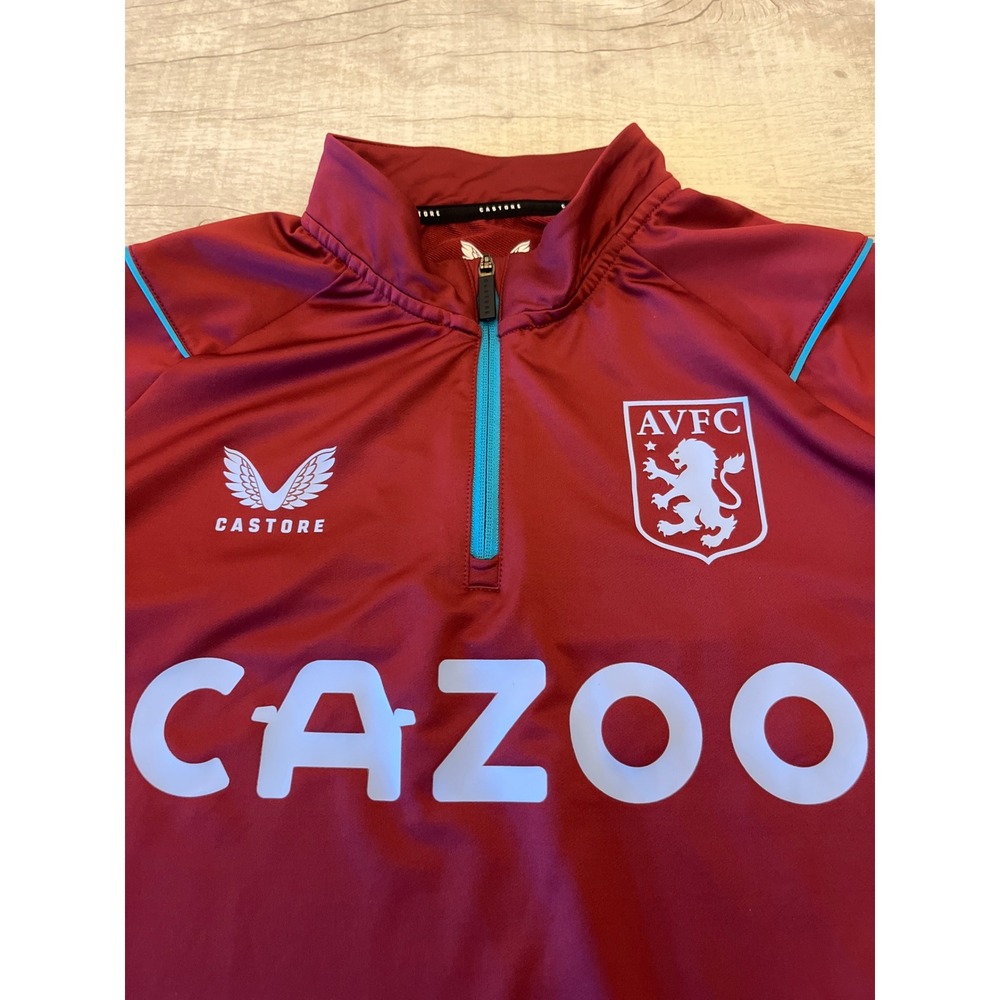 Aston Villa AVFC Castore 1/4 Zip Pullover Top Mens Soccer Football‎ Burgundy